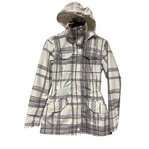 The North Face Women's HyVent White Brown Full Zip Hooded Jacket Size Small